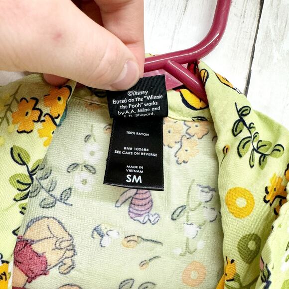 Disney Winnie SM The Pooh Cottagecore Floral Tie-Front Girls Woven Button-Up - Picture 3 of 4